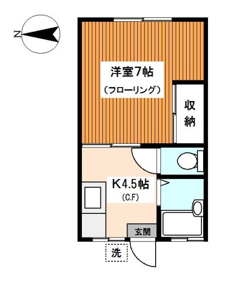 島村ハイツ(1K/1階)の間取り写真