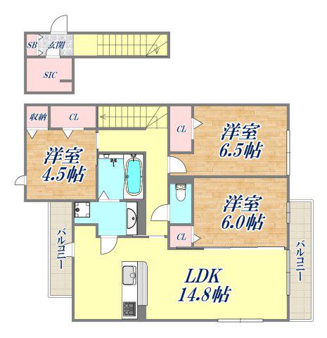 グレイスコート芦屋大原町(3LDK/1階)の間取り写真