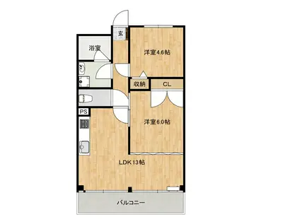 ライオンズマンション(2LDK/3階)の間取り写真