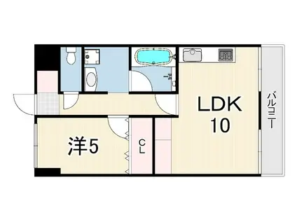ライオンズマンション芦屋西蔵町(1LDK/4階)の間取り写真