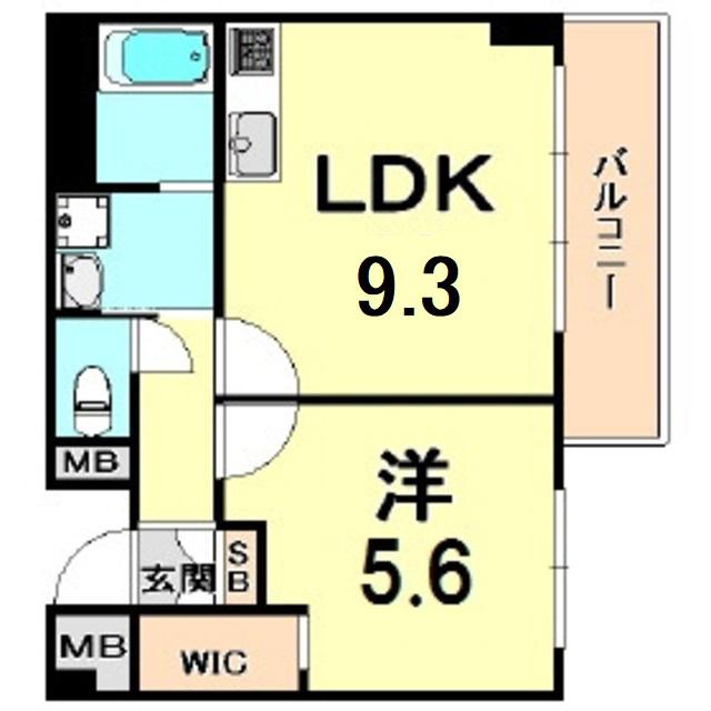 ブルーノ夙川レジデンス(1LDK/3階)の間取り写真