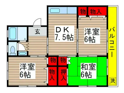 ハピネスハウスビフォーNO1(3DK/2階)の間取り写真