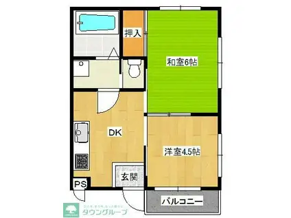 レジダンスイン新狭山(2DK/2階)の間取り写真