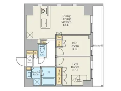 クレストコート東日暮里(2LDK/8階)の間取り写真