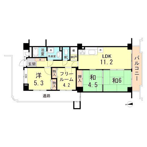 芦屋ニューコーポI番館(3SLDK/2階)の間取り写真