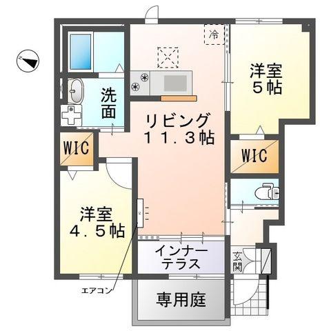 ベルワン(2LDK/1階)の間取り写真