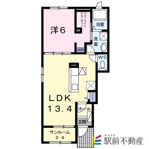 ソルティーロ.N(1LDK/1階)の間取り写真