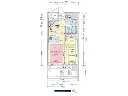 プレサンスコウベアモーレ(1LDK/10階)の間取り写真