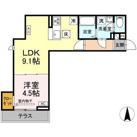 グラナーデ扇I D(1LDK/1階)の間取り写真
