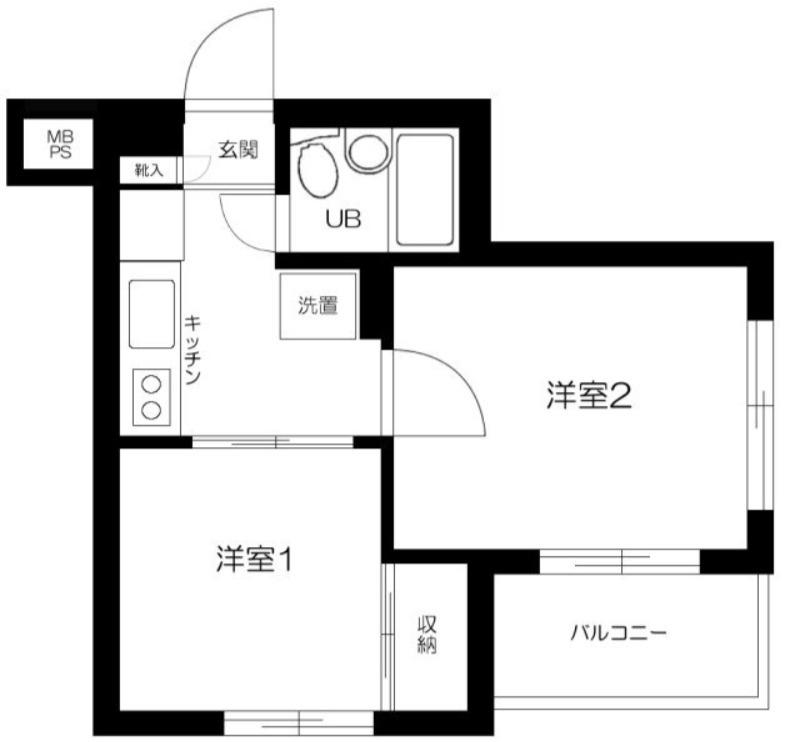 日神パレス梅屋敷(2K/2階)の間取り写真