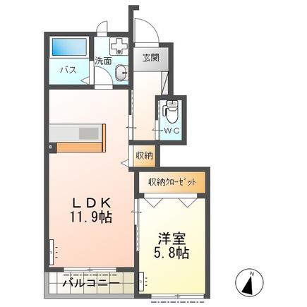 メゾン ハピネス(1LDK/1階)の間取り写真