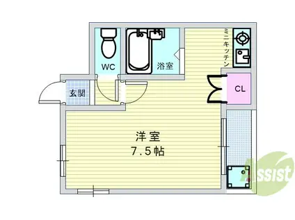 サンライズファースト(ワンルーム/3階)の間取り写真