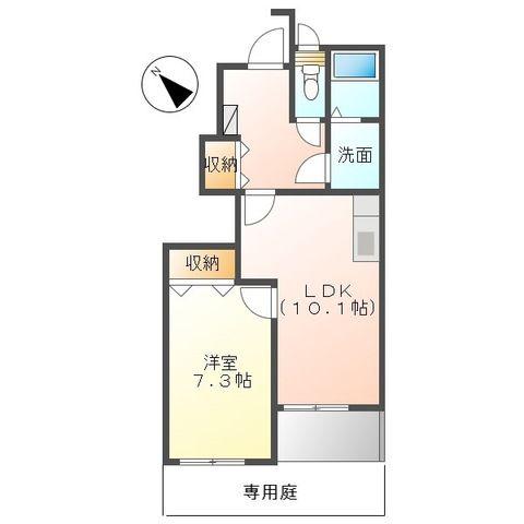 フローラル(1LDK/1階)の間取り写真