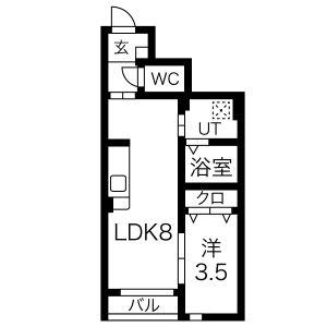 OS COURT(1LDK/1階)の間取り写真