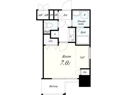セイワパレス玉造上町台(1K/12階)の間取り写真