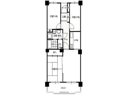 大名サンハイツ(3LDK/9階)の間取り写真