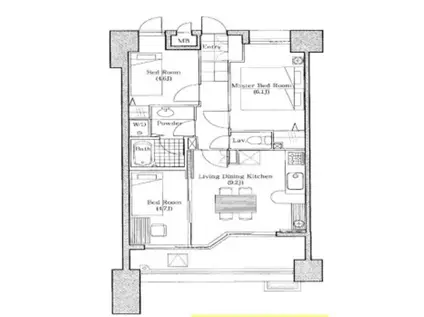グランドハイライズ(3DK/6階)の間取り写真