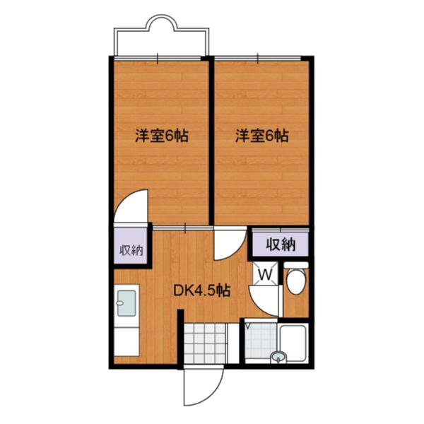 グランデージ宮津台(2DK/3階)の間取り写真