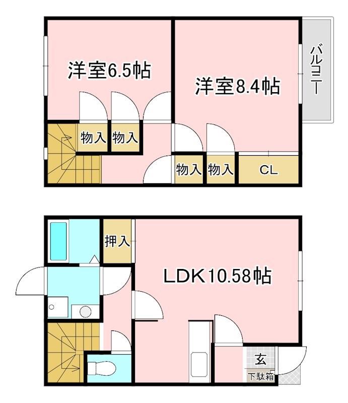 ニューホームズII(2LDK/1階)の間取り写真