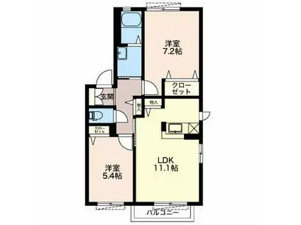 サンエスポワール(2LDK/2階)の間取り写真