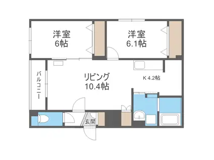 グランメール南郷丘公園(2LDK/4階)の間取り写真