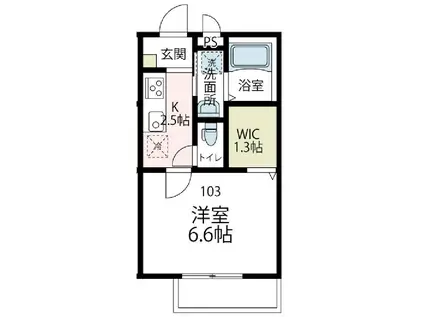 セレーヌ仲町台B(1K/1階)の間取り写真