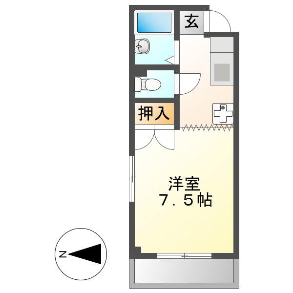 ジュネスドミール金山(1K/4階)の間取り写真