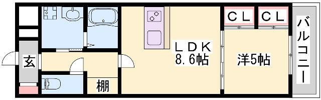 MISTRAL龍野町(1LDK/3階)の間取り写真