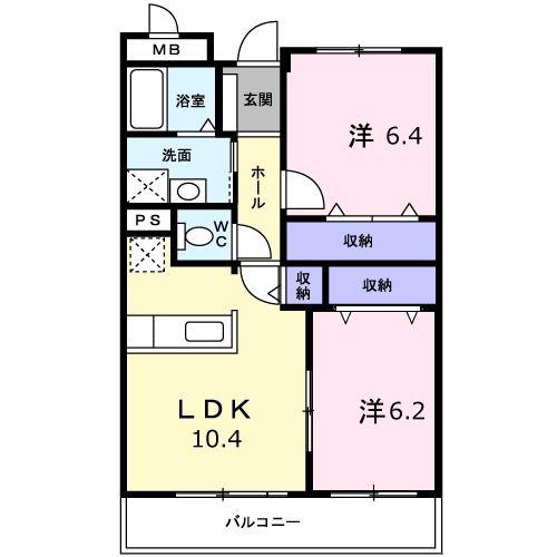 レトア手島(2LDK/2階)の間取り写真