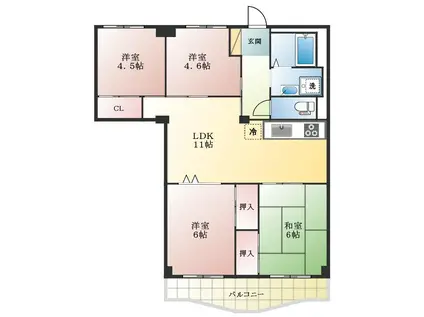 大森ハイツ(4LDK/10階)の間取り写真