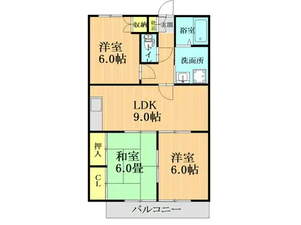 クロスディアI(3LDK/2階)の間取り写真