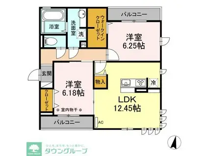 グランフォルト高砂(2LDK/2階)の間取り写真