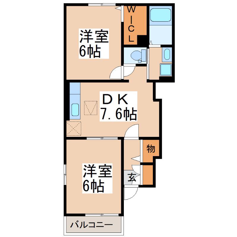 サンモール・N I(2DK/1階)の間取り写真