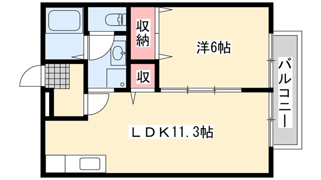 ドリームカム21 A棟(1LDK/2階)の間取り写真