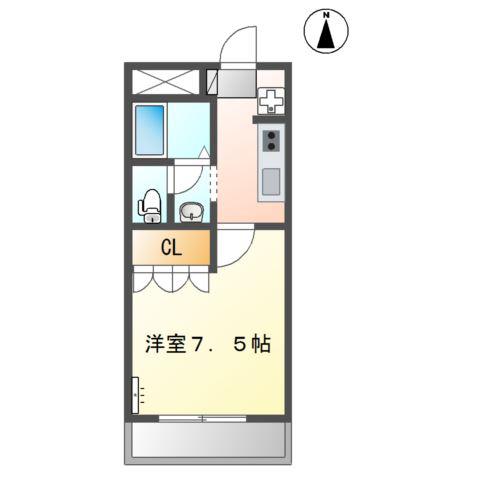 サンライズ(1K/2階)の間取り写真