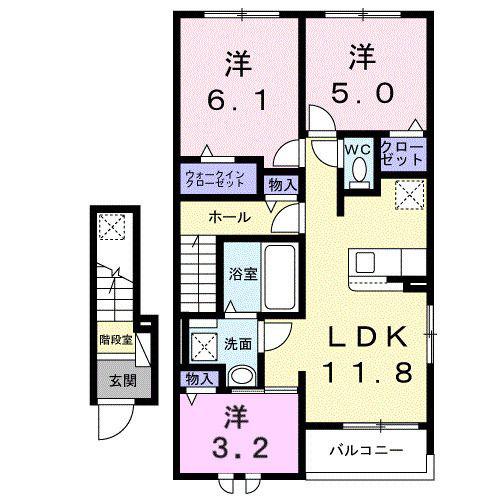ルークテラス山西(3LDK/2階)の間取り写真