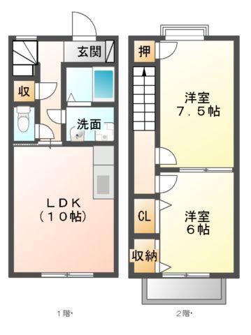 ライネスハイムA(2LDK/1階)の間取り写真