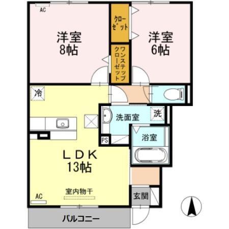 ラシュレ(2LDK/1階)の間取り写真