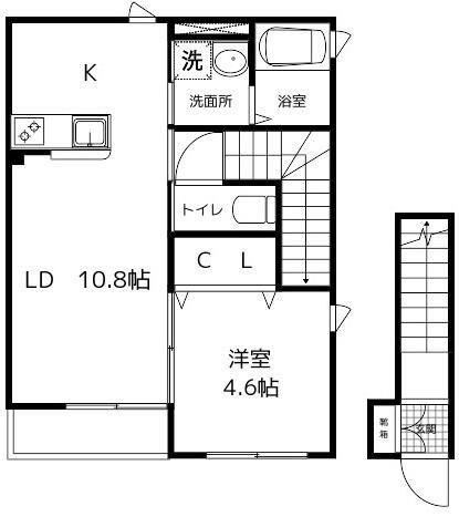 レガーロ阿保イースト(1LDK/2階)の間取り写真