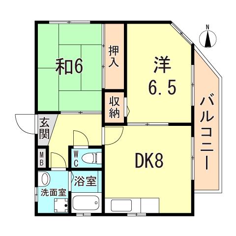 西岡ビル(2DK/4階)の間取り写真