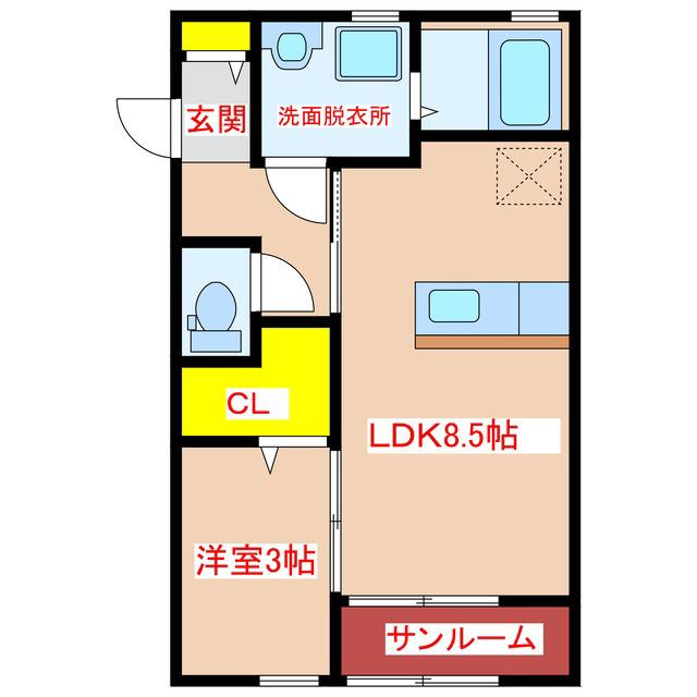 NOIR(1LDK/1階)の間取り写真
