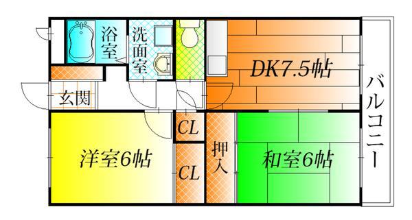 マンションウメノ(2DK/2階)の間取り写真