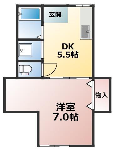 コーポ山田(1DK/3階)の間取り写真