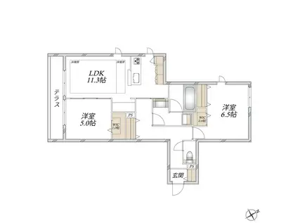 市ノ坪メゾン(2LDK/1階)の間取り写真