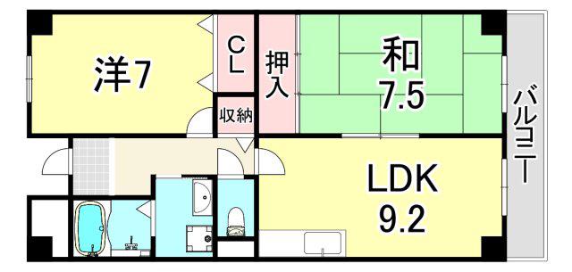ジェンティールMATSUMOTO(2LDK/4階)の間取り写真