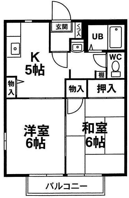 ビューアレイA(2K/2階)の間取り写真