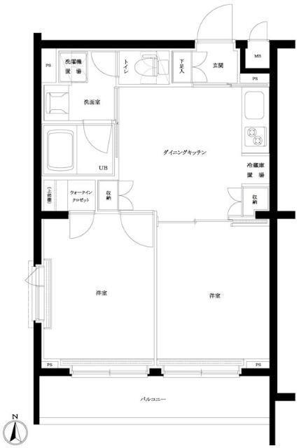 ルーブル東蒲田八番館(2DK/5階)の間取り写真
