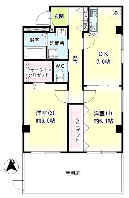 第102新井ビル(2DK/1階)の間取り写真