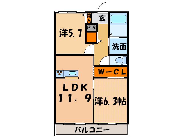 ロイヤルステージI(2LDK/2階)の間取り写真