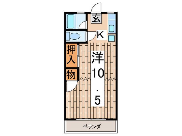 レジデンス・ニシイ1号棟(1K/2階)の間取り写真